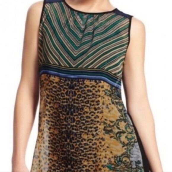 Cabi Buchanan Leopard Print Striped Top Style 565 Sz XS - Picture 2 of 6